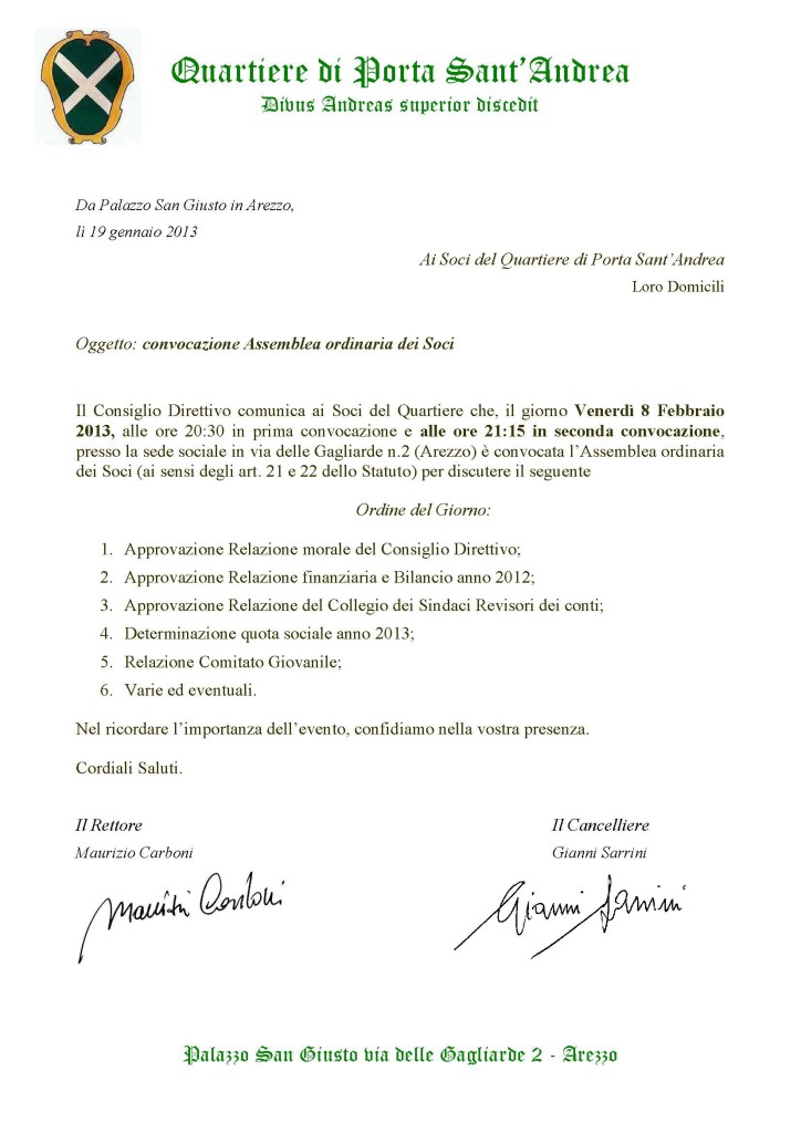 2013 convocazione ASSEMBLEA SOCI